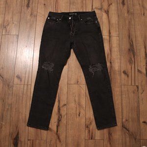 Abercrombie & Fitch Ripped Athletic Skinny Jeans - Light Washed Black 30x30
